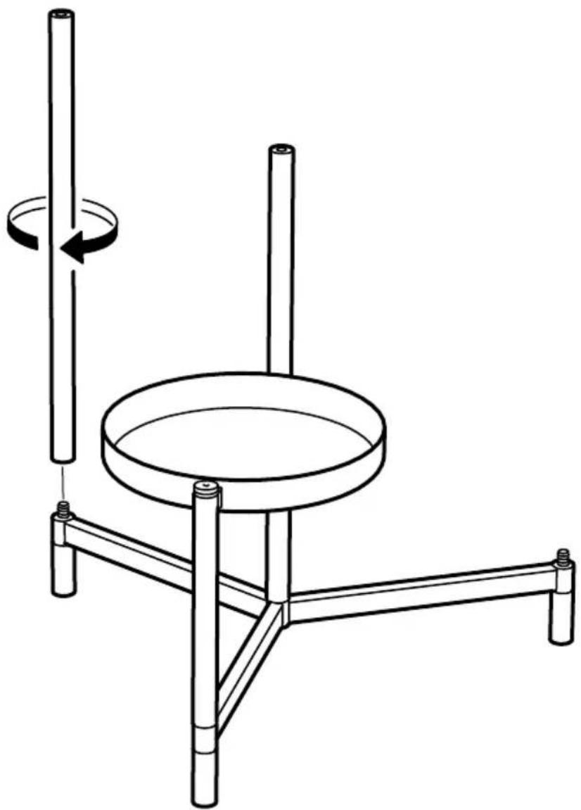 Technical line drawing of a mechanical device with rotating shaft and base (no text or symbols)