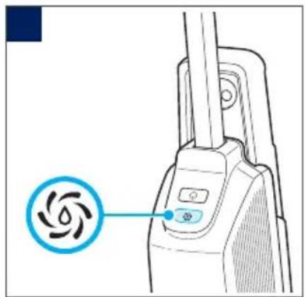 Line drawing of a vacuum cleaner with a circular button labeled 'Spiral' pointing to the device (no text or symbols beyond the label)