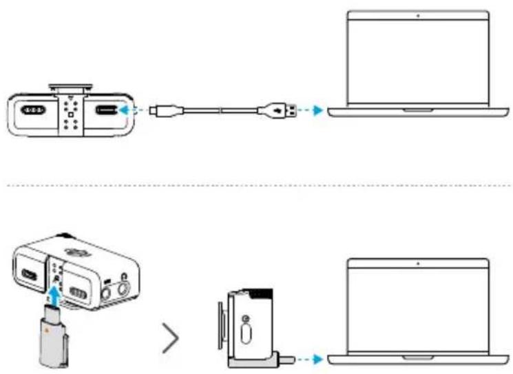 Diagram showing device connection to laptop and a projector, with Chinese labels indicating components.