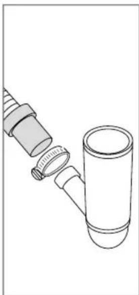 Technical line drawing of a mechanical component with two parts, one showing a flange and the other a cylindrical housing (no text or symbols)