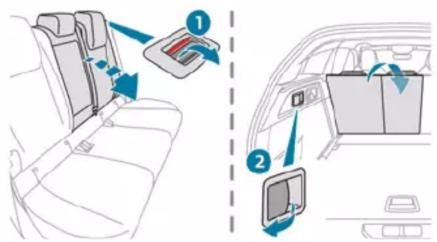 Diagram showing car seatbelt switch mechanism with labeled parts and directional arrows indicating movement