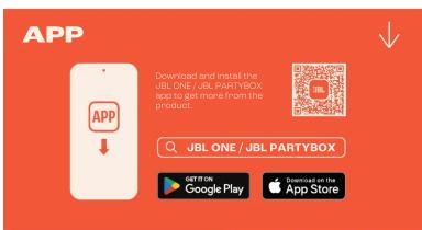 APP Download and install the JBL ONE / JBL PARTYBOX app to get more from the product. JBL ONE / JBL PARTYBOX GET IT On Google Play Download on the App Store