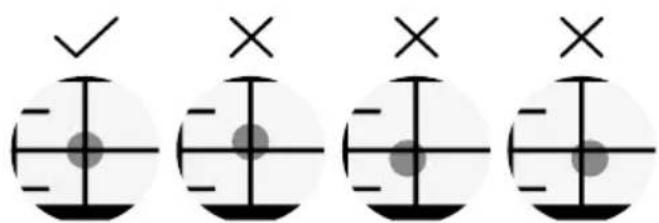 Four circular icons with checkmark and cross symbols, likely representing approval or verification status.
