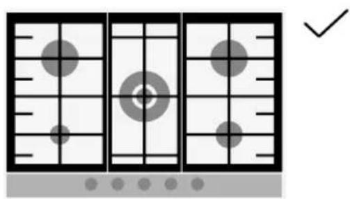 Diagram showing three identical abacus-like grids with circles and a checkmark indicating completion or finish.
