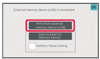 External memory device (USB) is connected. Print from external memory device (USB) Scan to External Memory Device Perform Detail Setting
