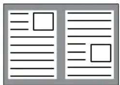 Two document pages with placeholder text lines, one containing a checkbox and the other with a square.