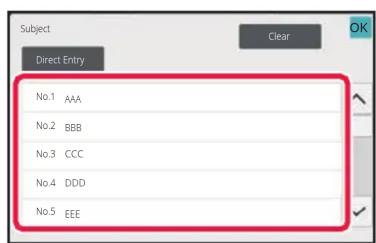Subject Direct Entry No.1 AAA No.2 BBB No.3 CCC No.4 DDD No.5 EEE