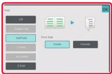 Fold Off Saddle Fold Half Fold C-Fold Accordion Z-Fold Print Side Inside Outside OK