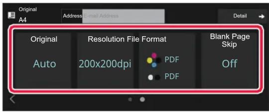 Original Address E-mail Address A4 Detail Original Resolution File Format Blank Page Skip Auto 200x200dpi PDF PDF Off