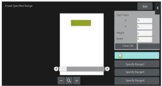 Erase Specified Range Start Point X 0 Y 0 Height 0 Width 0 Clear OK Specify Range2 Specify Range3 Specify Range4