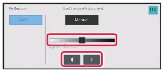 Fax/Exposure Auto Specify density of image to send. Manual Lighten Darker OK