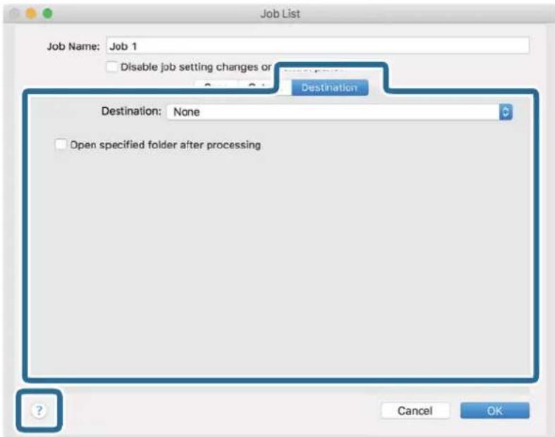 Job List Job Name: Job 1 Disable job setting changes or Destination Destination: None Open specified folder after processing Cancel OK
