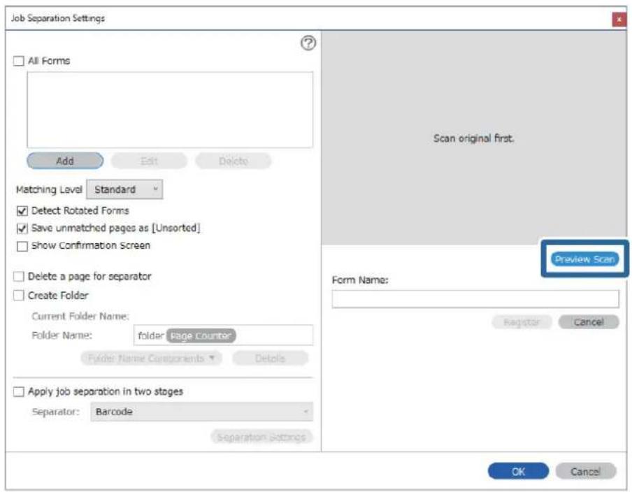 Job Separation Settings All Forms Add Edit Delete Matching Level: Standard ✓ Detect Rotated Forms ✓ Save unmatched pages as [Unsorted] □ Show Confirmation Screen □ Delete a page for separator □ Create Folder Current Folder Name: Folder Name: folder Page Counter Folder Name Components Details Apply j…