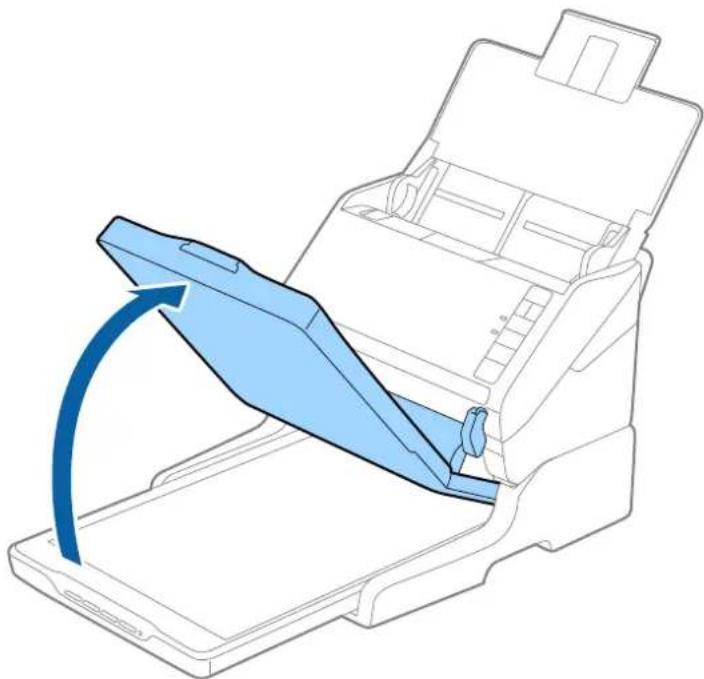 Diagram of a printer drawer with an arrow indicating the process, showing no text or symbols.