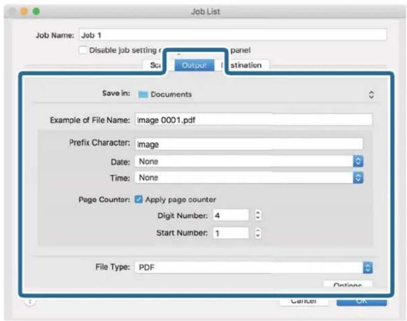 Job List Job Name: Job 1 Disable job setting r - - - - - - - - - - - - - - - - - - - - - - - - - - - - - - - - - - - - - - - - - - - - - - - - - - - - - - - - - - - - - - - - - - - - - - - - - - - Scn Output Listination Save in: Documents Example of File Name: Image 0001.pdf Prefix Character: Image…