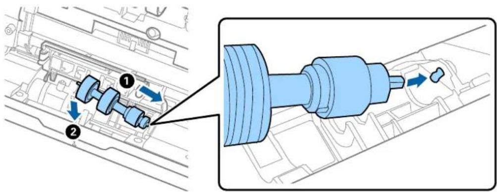 Technical diagram showing mechanical assembly with numbered components and directional arrows indicating motion or flow.