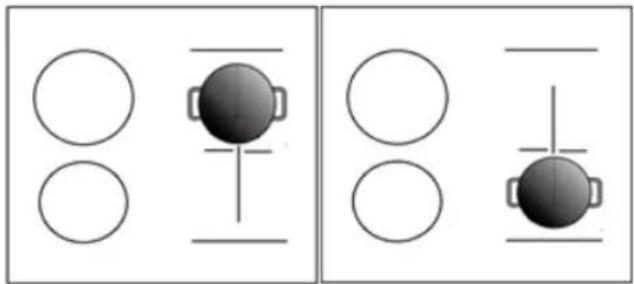 Two side-by-side diagrams showing circles and a central circle with horizontal lines, no text or symbols present.