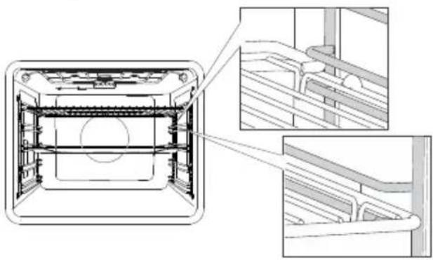 Technical line drawing of a front view of a kitchen appliance with internal components and structural details (no text or symbols).