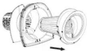 Technical line drawing of a mechanical component with internal threading and housing (no text or symbols)