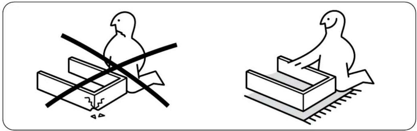 Two line drawings of birds on different platforms: one with a crosshair and the other with a bird (no text or symbols)