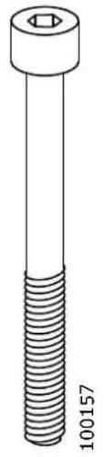 Technical line drawing of a bolt with threaded shaft and hexagonal end (no text or symbols)