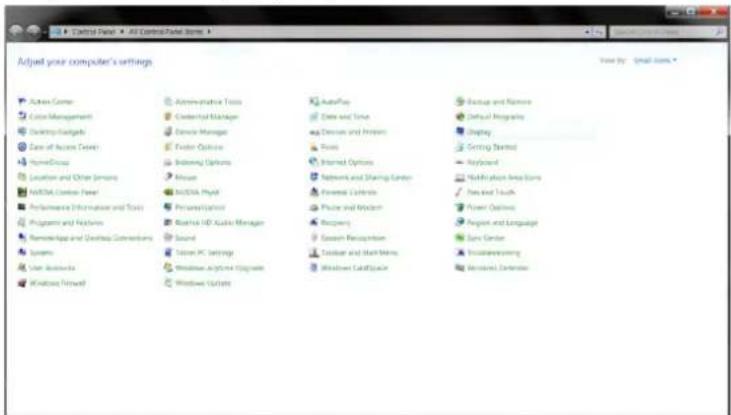 Adjust your computer's settings Action Center Active Management Desktop Groups Ease of Access Center HomeGroup Location and Other Sensors NVIDIA Control Panel Performance Information and Tools Programs and Features Network and Sharing Center Power and Desktop Connections System User Accounts Windows…