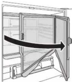 Diagram of a door opening with an arrow indicating direction (no text or symbols present)