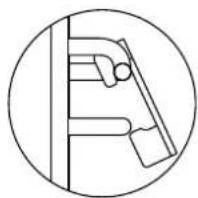 Pure mechanical diagram showing a bracket and shaft without any text, numbers, or symbols.