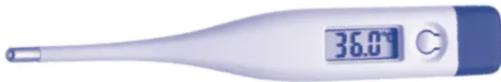 Digital thermometer with a digital display showing 36.0 degrees (no text or symbols on the device body)