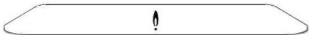 Simple line drawing of a rectangular shape with a vertical mark and exclamation mark at center (no text or symbols)