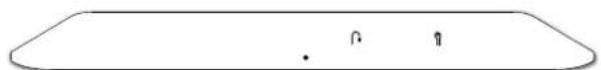Simple geometric shape with three small dots inside, no text or symbols present