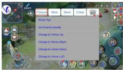 Choose New Save Close Print Syn Set Shared pressa Change to Home-Up Change to Home-Right Change to Home-Down Change to Home-Lift