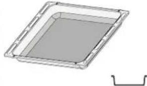 3D rendering of a rectangular tray with a shaded interior and a separate curved bracket on the right (no text or symbols).