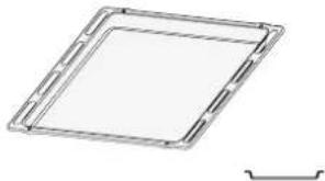 Pure geometric diagram of a square plate with side notches and a small curved line on the right (no text or symbols)