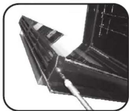 Close-up of a metallic structural joint or bracket component (no visible text or symbols)