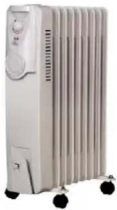 White industrial air conditioner unit with multiple cooling fins and wheels (no visible text or labels)