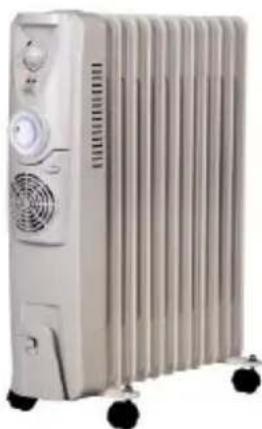 White industrial air conditioner unit with multiple cooling fans and black wheels (no visible text or labels)