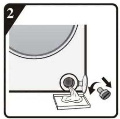 Illustration d'un mécanisme de presse ou de vanne avec des flèches directionnelles indiquant le mouvement (sans texte ni symboles)