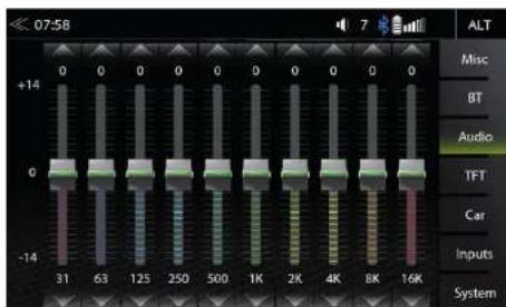 07:58 +14 0 -14 31 63 125 250 500 1K 2K 4K 8K 16K ALT Misc BT Audio TFT Car Inputs System
