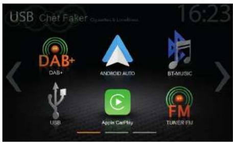 USB Chef Faker Cigarettes & Conditions 16:23 DAB+ DAB+ ANDROID AUTO BT-MUSIC USB Apple Play FM TUNER FM