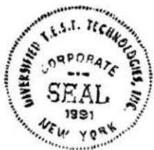 UNIVERSIFIED T.E.S.T. TECHNOLOGIES, INC. CORPORATE SEAL 1991 NEW YORK