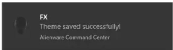 FX Theme saved successfully! Alienware Command Center