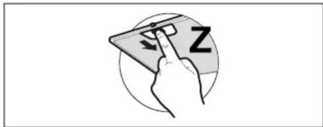 Illustration of a hand holding a smartphone with a finger pointing at it, no text or symbols present