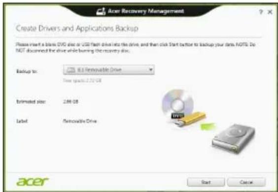 ACER Aspire One 756 - Opprette en sikkerhetskopi for drivere og applikasjoner - 2