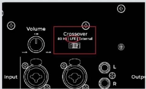 Volume Crossover 80 Hz | LFE | External Input L Output