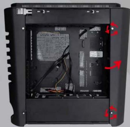 Interior view of a black computer case showing internal components and wiring (no visible text or symbols)