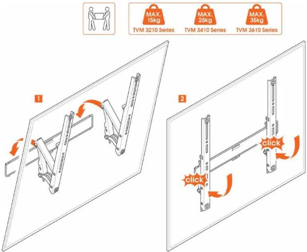 MAX. 15kg TVM 3210 Series MAX. 25kg TVM 3410 Series MAX. 35kg TVM 3610 Series 1 2 click click