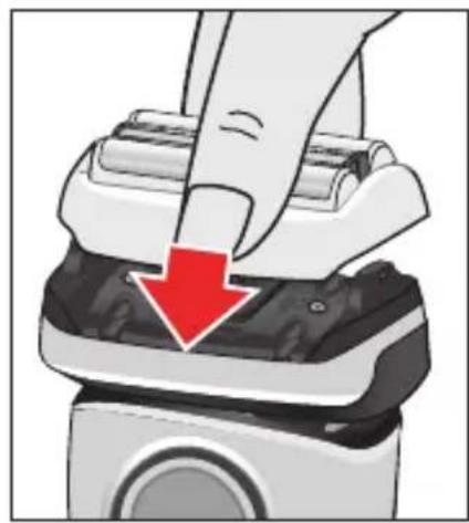 Illustration of a hand pressing down on a mechanical device with a red arrow indicating compression (no text or symbols present)