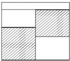 Geometric diagram with shaded regions and a vertical line, no text or symbols present.