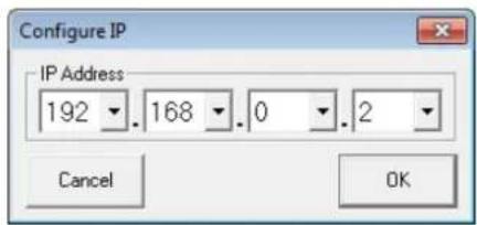 Configure IP IP Address 192 . 168 . 0 . 2 Cancel OK
